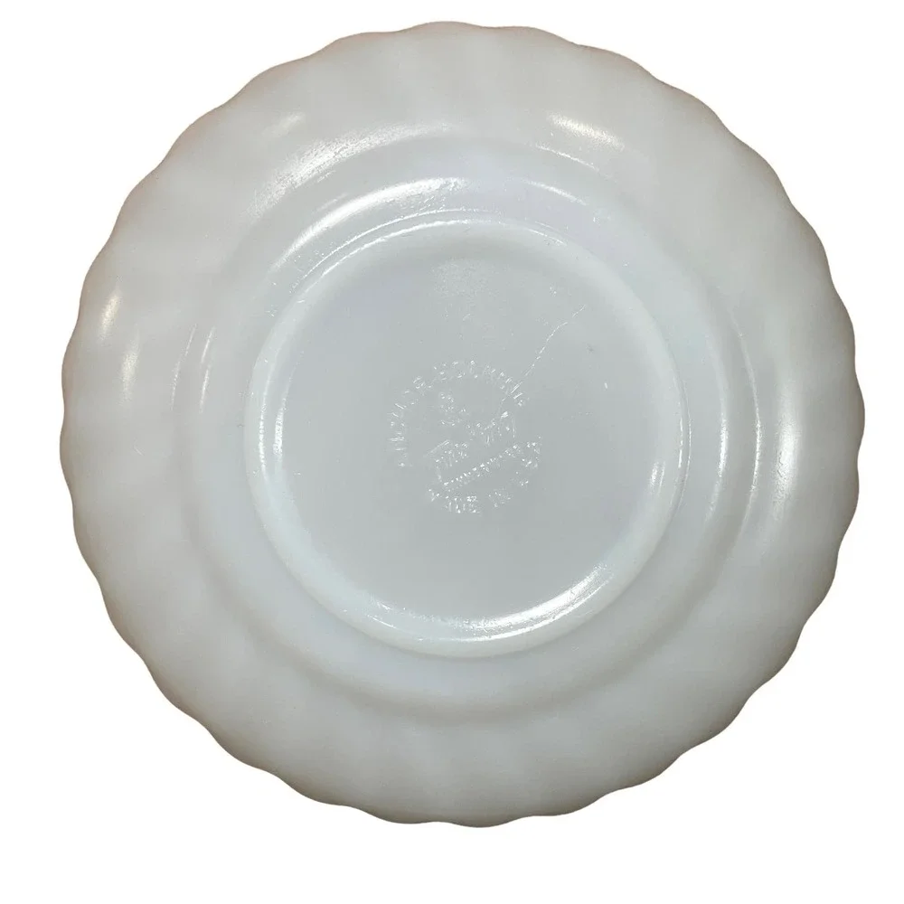 Fire King Dinnerware Swirl Salad Plates Milk Glass Gold Dessert Replacements Two